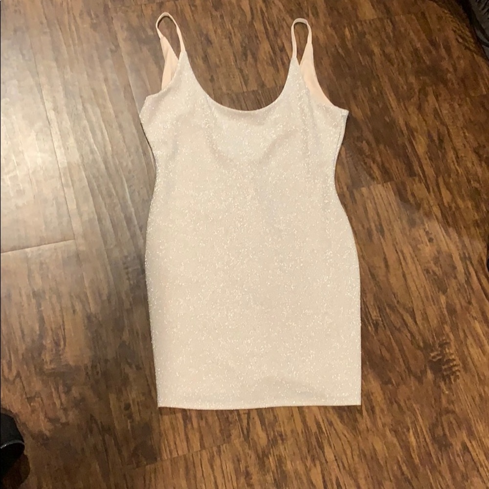 Champagne colored spaghetti strap dress